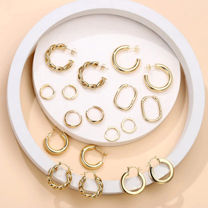 14K Gold Plated Hoop Earring Set